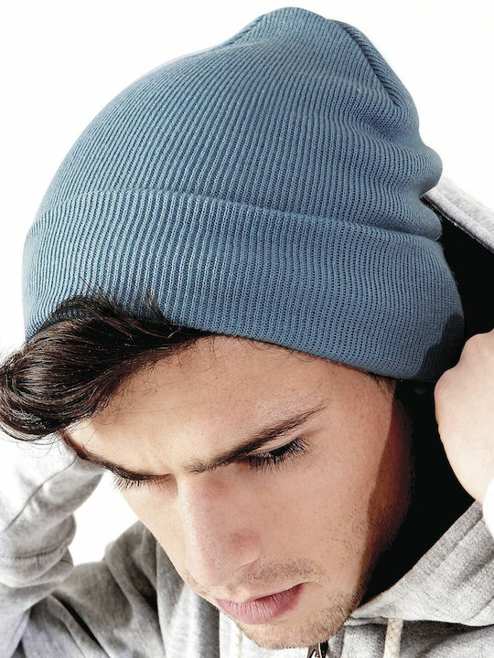 Beechfield Knitted Beanie Cap Airforce Blue