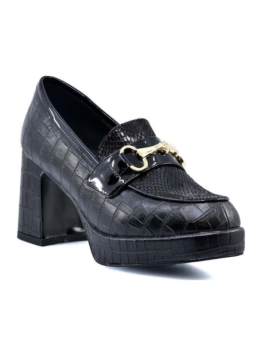Pumps mit Plateau mit Chunky Hohem Absatz Schwarz