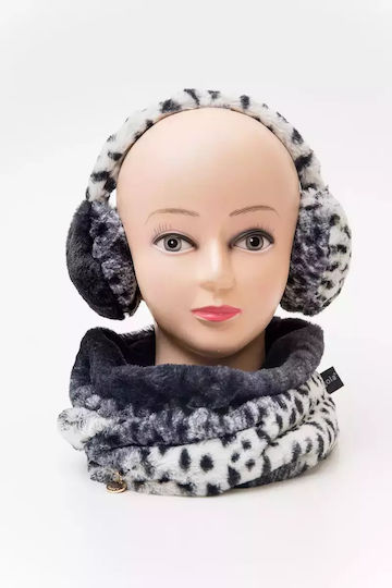 Frauen Set mit Beanie Black Leopard