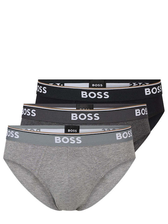 Hugo Boss Мъжки слипове Черно/сиво/антрацит 3Опаковка