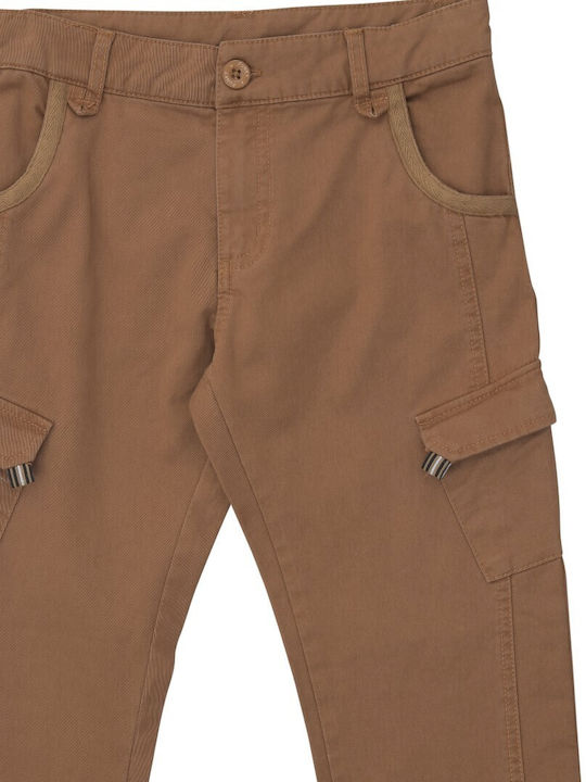 Funky Boys Fabric Cargo Trouser Tabac Brown