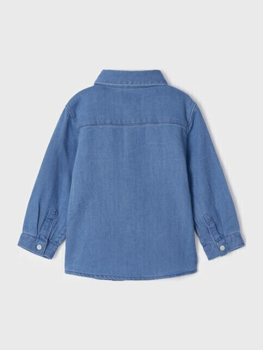 Kids One Color Shirt Long Sleeve Denim Blue ECOFRIENDS