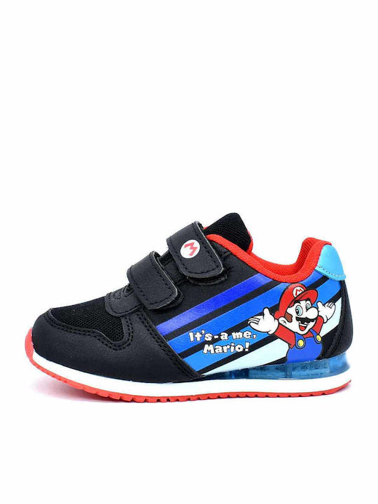Super Mario Încălțăminte sport Joasa pentru copii cu scai și lumini Negre