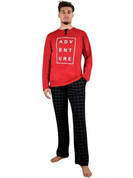 Rachel Men's Winter Cotton Pajamas Set Red