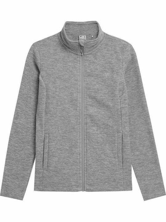 Fleece Γυναικεία Ζακέτα με Φερμουάρ Γκρι