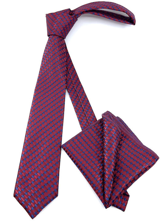 Legend Accessories Σετ Ανδρικης Γραβάτας με Σχέδια Κόκκινο / Σιελ