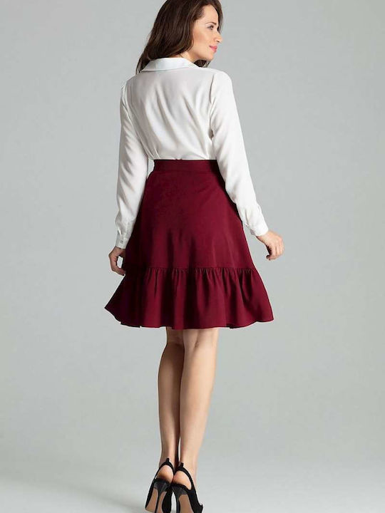 Lenitif High Waist Midi Skirt in Red color