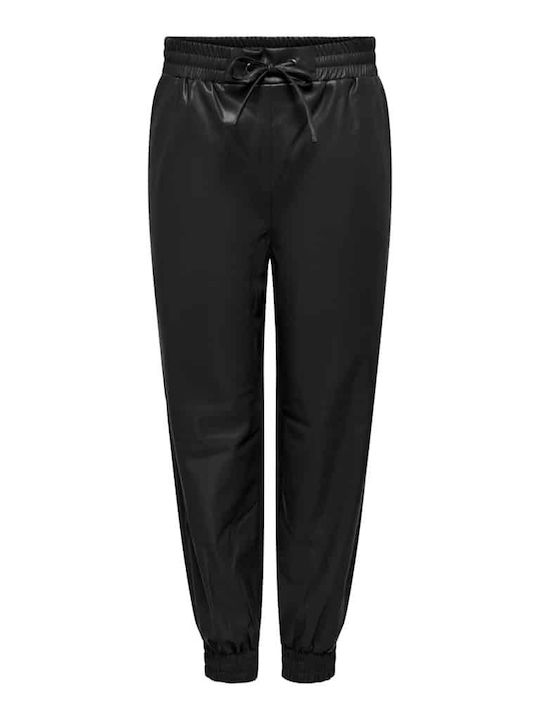 Damen Stoff Hose mit Gummizug in Schlanker Passform Schwarz