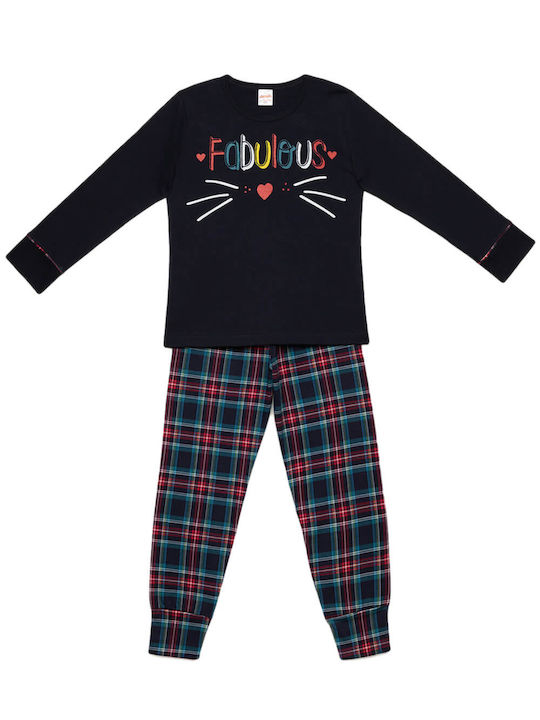 Minerva Set Top & Bottom Kids Winter Cotton Pyjamas Navy Blue