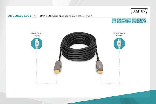 Digitus HDMI 2.1 Ultra High Speed 48Gbps 4K 120Hz HDR VRR Cable HDMI Male - HDMI Male 10m Black