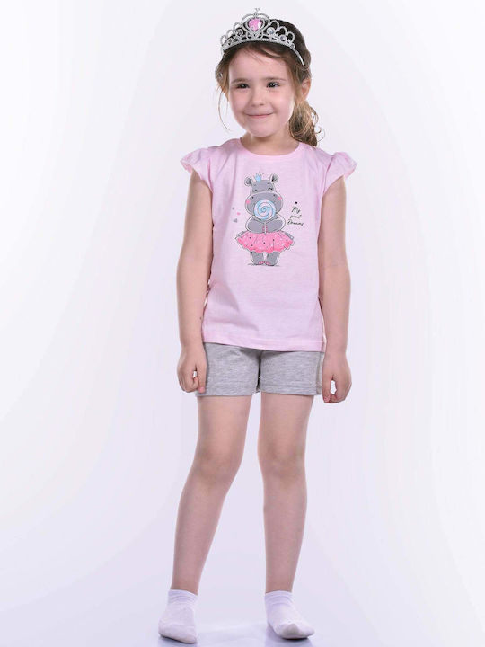 Dreams by Joyce Set Top & Bottom Kids Summer Cotton Pyjamas Pink