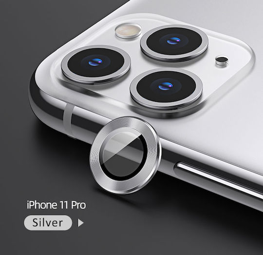 Usams Metal Rings Προστασία Κάμερας Tempered Glass Ασημί για το iPhone 11 Pro / 11 Pro Max