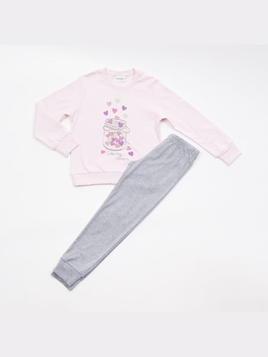 Trax Set Top & Bottom Kids Winter Pyjamas Pink