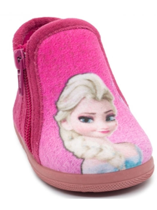 Meridian Shoes Ανατομικές Παιδικές Παντόφλες Μποτάκια Ροζ Frozen