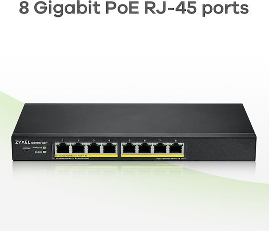Zyxel GS1915-8EP v1 Managed L2 PoE+ Switch με 8 Θύρες Gigabit (1Gbps) Ethernet