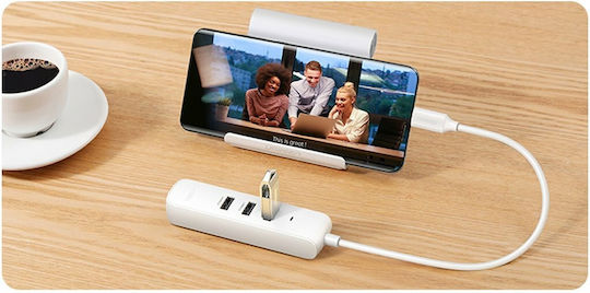 Ugreen CM416 USB 3.0 Hub 3 Anschlüsse mit USB-C / Ethernet Verbindung Weiß
