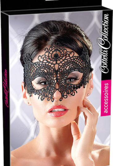 Cottelli Collection Embroidered Mask BDSM Μάσκα σε Μαύρο Χρώμα