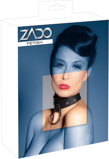 Zado Δερμάτινο Κολάρο με Διακοσμητικά Κολάρο σε Ασημί Χρώμα