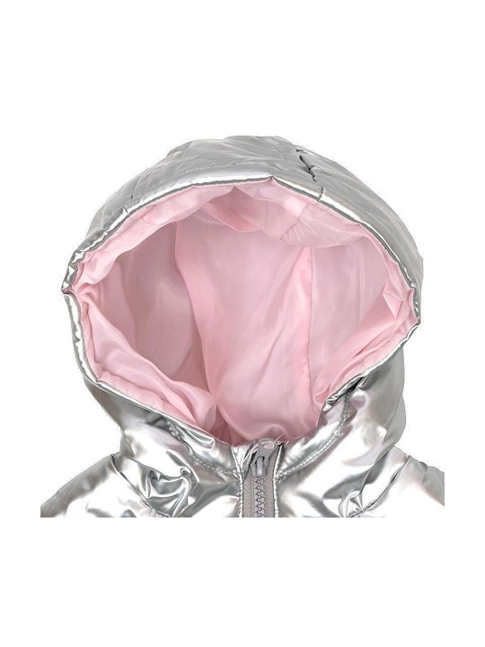 Kids' Casual Jacket Sleeveless Short with Hood Silver