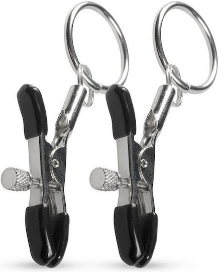 Easytoys Metal Nipple Clamps with Ring Σφιγκτήρες Θηλών σε Ασημί Χρώμα