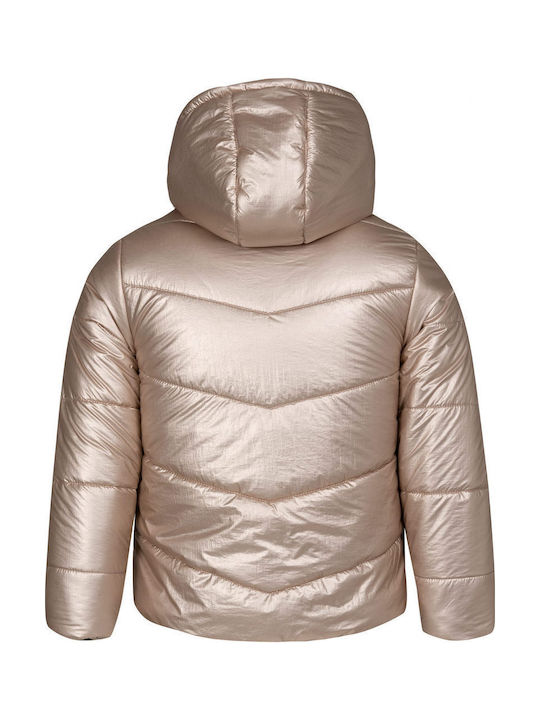 Kids Casual Short Double Sided Coat with Hood Gold