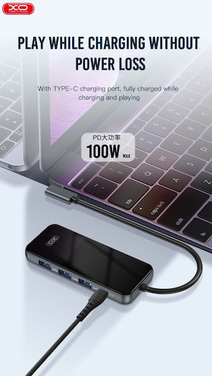 XO HUB002 USB-C Docking Station με HDMI 4K PD Μαύρο