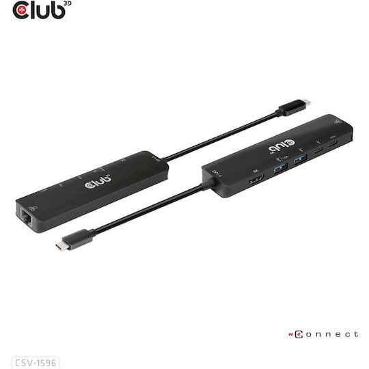 Club3D USB-C Docking Station με HDMI 4K PD Ethernet Μαύρο (CSV-1596)