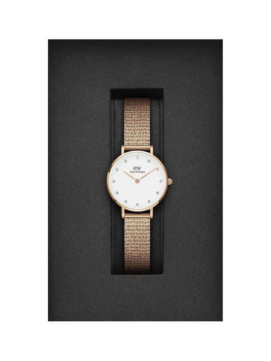 Daniel Wellington Petite Lumine Women's Watch with Pink Gold Metal Bracelet