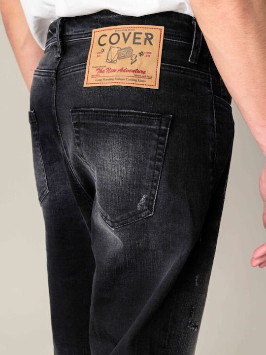 Men's Elastic Jeans Pants with Loose Fit Black