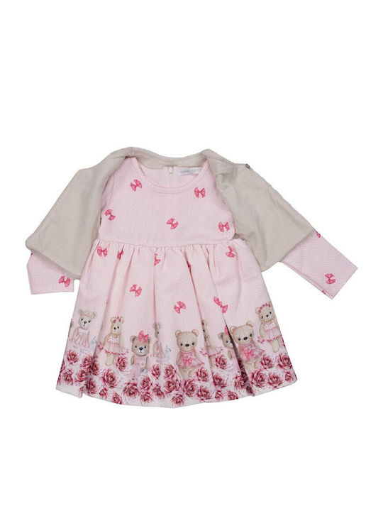 Kinderkleid Langärmelig Set mit Mantel Rosa