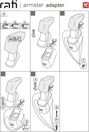 Rati Armster Car Armrest Mount for Citroen C3 Aircross 2018-2021 Black