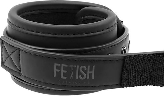 Fetish Submissive Cuffs with Puller Cătușe în Culoare Negru