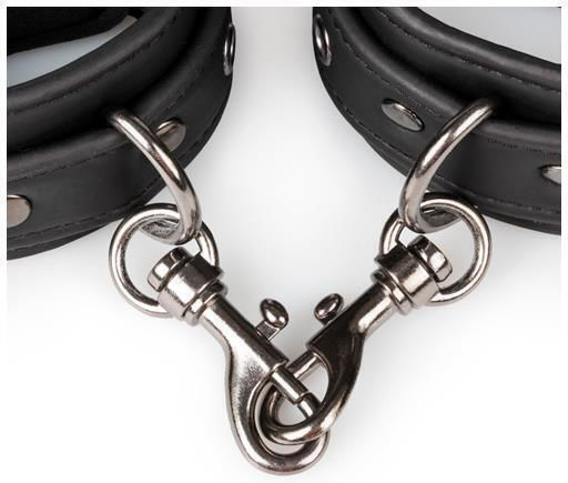 Easytoys Fetish Leather Ankle Cuffs Handcuffs in Black Color