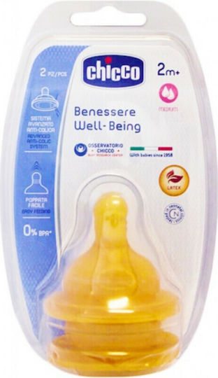 Chicco Well Being Θηλές από Καουτσούκ Μέτριας Ροής για 2+ μηνών 2τμχ