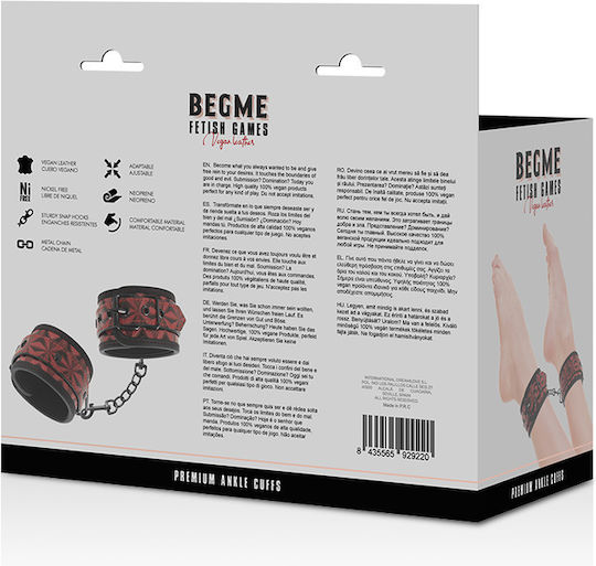 Dream Love BegMe Red Edition Vegan Ankle Cuffs Χειροπέδες σε Κόκκινο Χρώμα