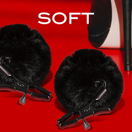 Blush Noir Pom Adjustable Nipple Clamps Nipple Clamps in Black Color
