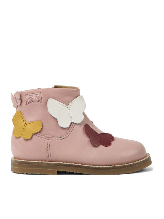 Twins Anatomical Leather Kids Boots with Zipper Pink