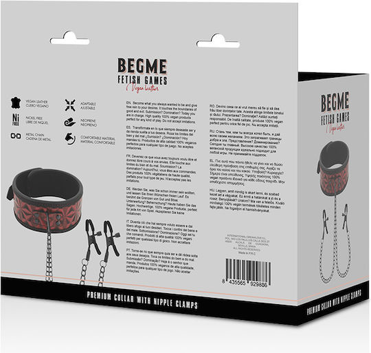 Dream Love BegMe Red Edition Necklace With Chains & Nipples BDSM Kit σε Κόκκινο Χρώμα