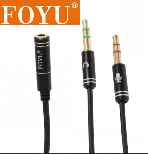 Foyu Foyu 3.5mm Jack Cable - 3.5mm Female to 3.5mm Male Black 0.3m