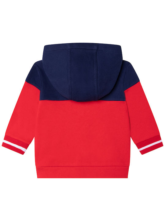 Timberland Boys Athleisure Cotton Hooded Sweatshirt with Zipper Red