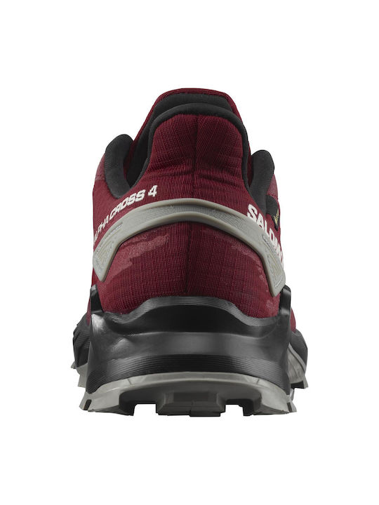 Alphacross 4 Gtx Bărbați Pantofi sport Trail Running Impermeabile cu Membrană Gore-Tex Roșu De Ciclism / Negru / Negru Înghețat Gri