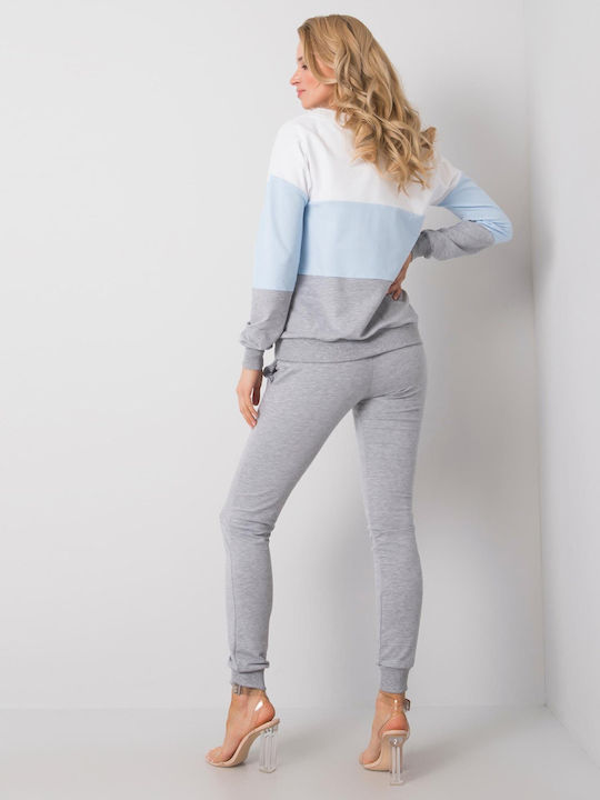 Rue Paris Damen-Sweatpants-Set Grey/Blue