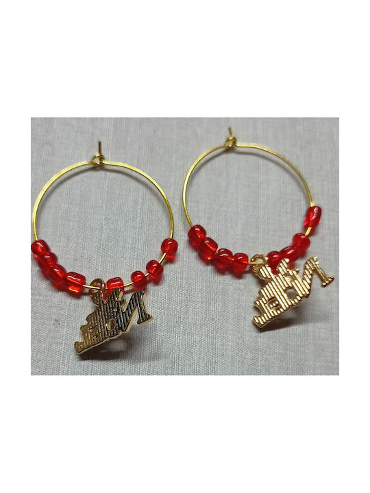 Handmade gold metallic christmas earrings NOEL with beads 4cm (tatu moyo)