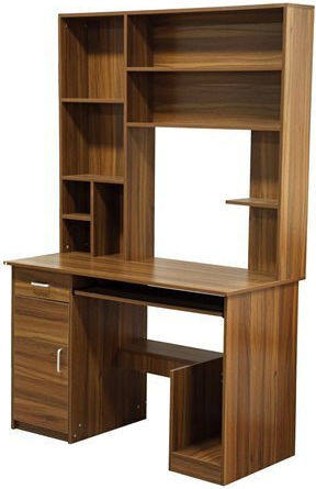 Birou de Calculatoare Status din Lemn cu Bibliotecă Nuc 120x55x182cm