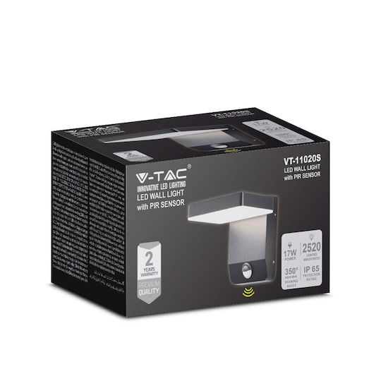 V-TAC Aplica de exterior montată pe perete LED IP65 17W cu Alb Cald Lumină 17.8x17x16εκ.