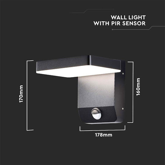 V-TAC Aplica de exterior montată pe perete LED IP65 17W cu Alb Cald Lumină 17.8x17x16εκ.