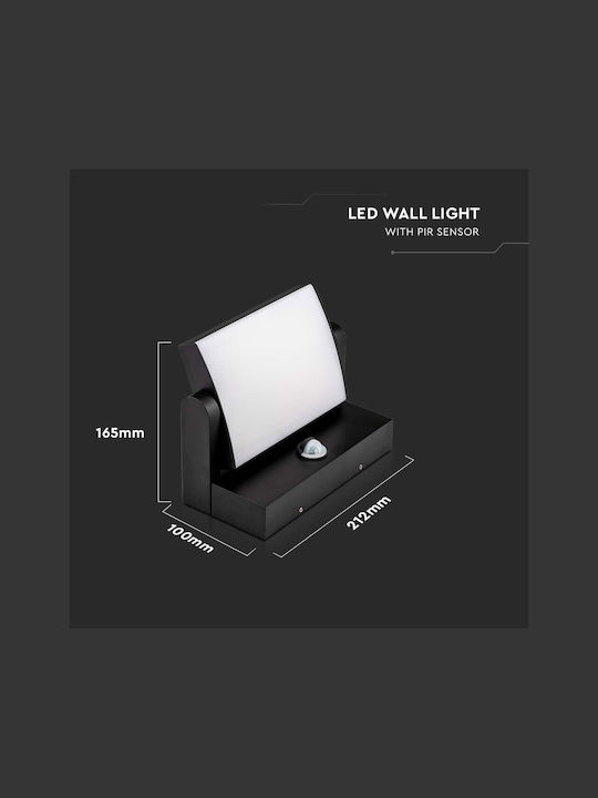 V-TAC Wall-Mounted Outdoor Ceiling Lamp LED IP65 17W with Warm White Light 21.2x16.5x10cm