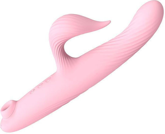 Kinksters Δονητής Rabbit 3 in 1 Thrusting Vibrator 25.6cm Pink