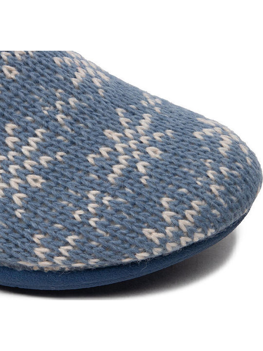 Creamy Winter Women's Slippers with Fur Blue