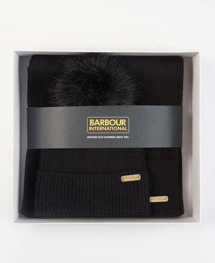 Frauen Set mit Beanie Gestrickt in Schwarz Farbe